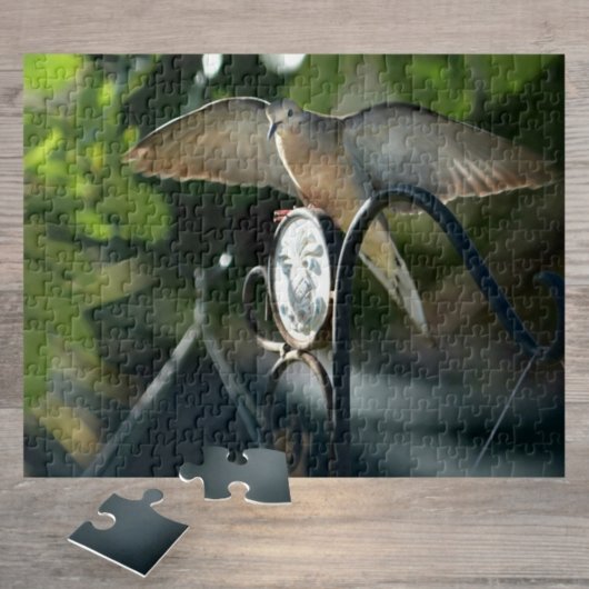 鳩の羽を広げる鳥飼写真鳥 ジグソーパズル