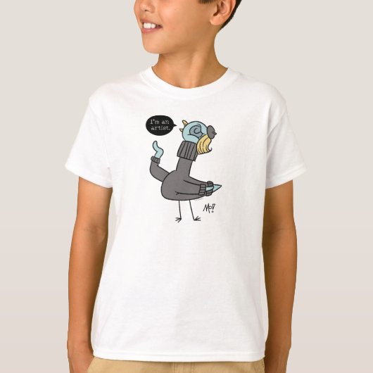 鳩の芸術家キッズホワイトTシャツ Tシャツ (正面)