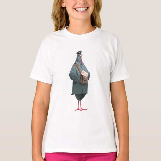 鳩の郵便配達人キャラクターイラスト Tシャツ (正面)