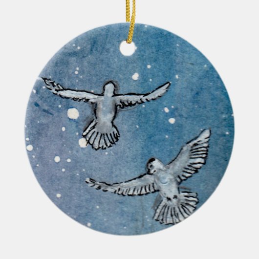 鳩の陶磁器のオーナメント セラミックオーナメント (正面)