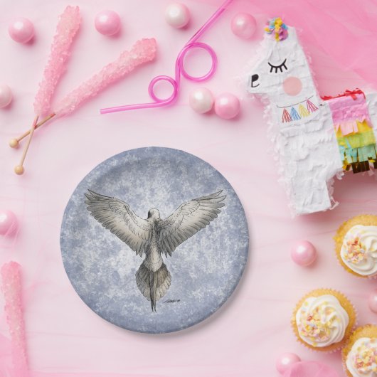 鳩の飛行中に自然の引くこと ペーパープレート (パーティー)