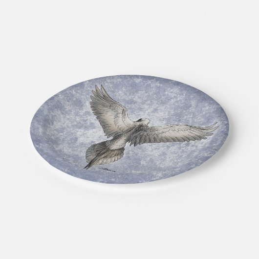 鳩の飛行中に自然の引くこと ペーパープレート