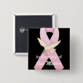鳩の~のカスタマイズ可能なボタンが付いているピンクのリボン 缶バッジ (正面&裏面)