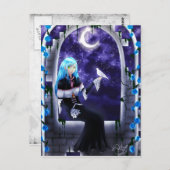 鳩を持った美しい神秘的なアニメの少女 ポストカード (正面/裏面)