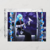 鳩を持った美しい神秘的なアニメの少女 ポストカード (正面/裏面)