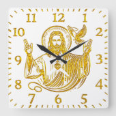 鳩を持つイエスの黄金の表現 スクエア壁時計 (正面)