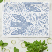 鳩バードブルー キッチンタオル (折り畳み)