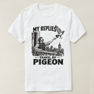 鳩便で返信中 - 面白いレトロなゆっくりT Tシャツ