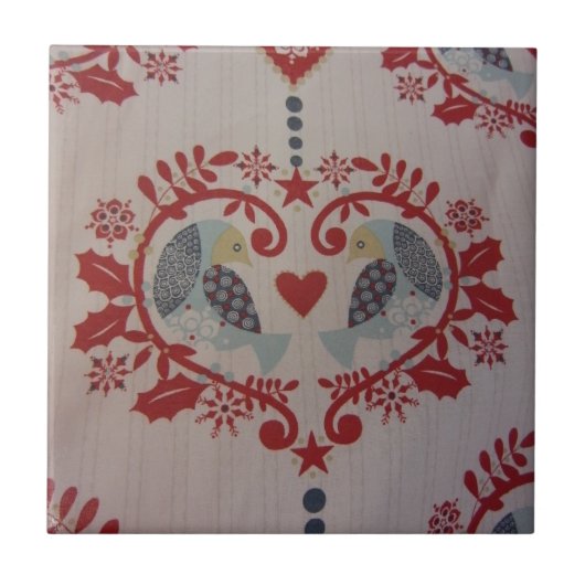 鳩及びハート -- ペンシルバニア・ダッチ タイル (正面)