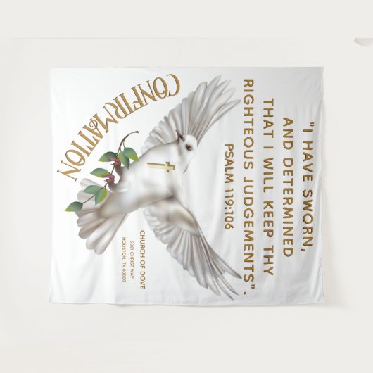 鳩聖なる書物、 経典確認バプテスマの背景 タペストリー (正面(横))