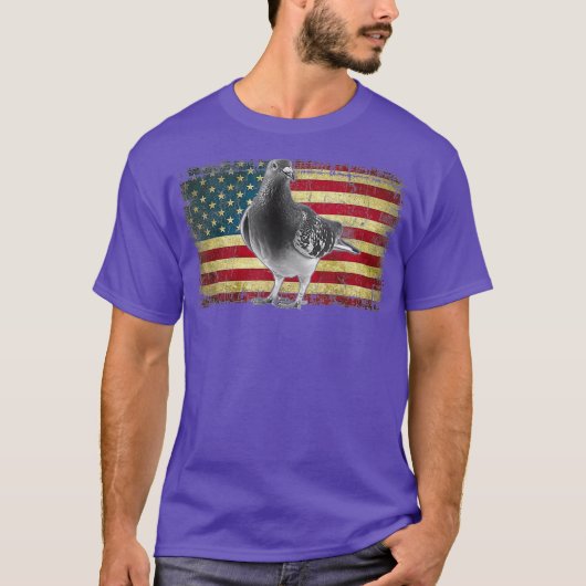 鳩 アメリカ国旗 4th of July アメリカ合衆国 Tシャツ (正面)