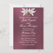 鳩、スクロールハート、紫の金ゴールドフレーム 招待状 (裏面)