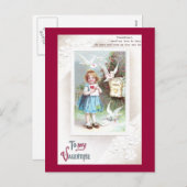 鳩、メールボックス&ガールヴィンテージバレンタイン シーズンポストカード (正面/裏面)