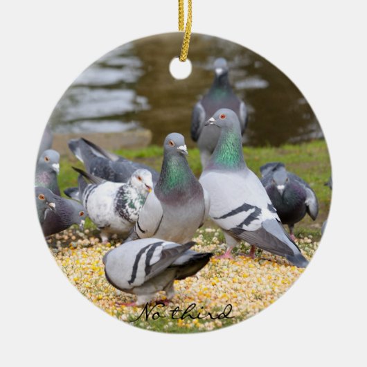 鳩、三番目なし セラミックオーナメント (正面)