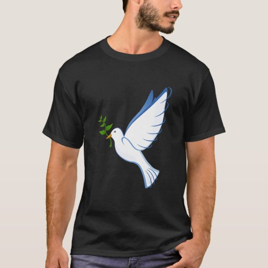 鳩 平和 飛翔 オリーブの枝 シンボル 翼 鳥 B Tシャツ (正面)