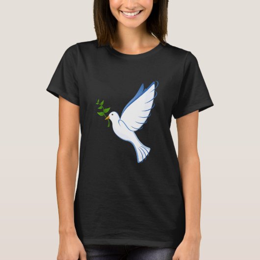 鳩 平和 飛翔 オリーブの枝 シンボル 翼 鳥 B Tシャツ (正面)