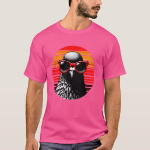 鳩 鳥 サングラス 日没 レトロ スタイル ヴィンテージ  Tシャツ