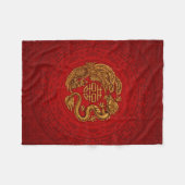 鳳凰と竜のダブルハピネスシンボル フリースブランケット (正面(横))