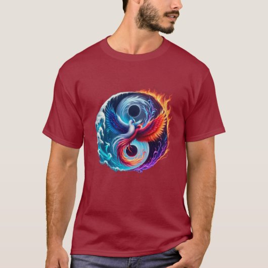 鳳凰と龍の陰陽Tシャツ Tシャツ (正面)