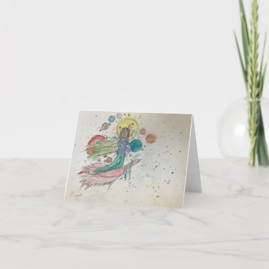 鳳凰に乗る母神（あいさつカード） サンキューカード (正面)