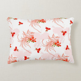鳳凰の鳥と鳳凰の花の継ぎ目のないパターン アクセントクッション