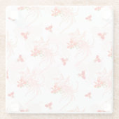 鳳凰の鳥と鳳凰の花の継ぎ目のないパターン ガラスコースター (裏面)