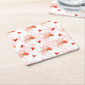 鳳凰の鳥と鳳凰の花の継ぎ目のないパターン スクエアペーパーコースター (アングル)