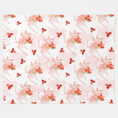 鳳凰の鳥と鳳凰の花の継ぎ目のないパターン フリースブランケット (正面(横))