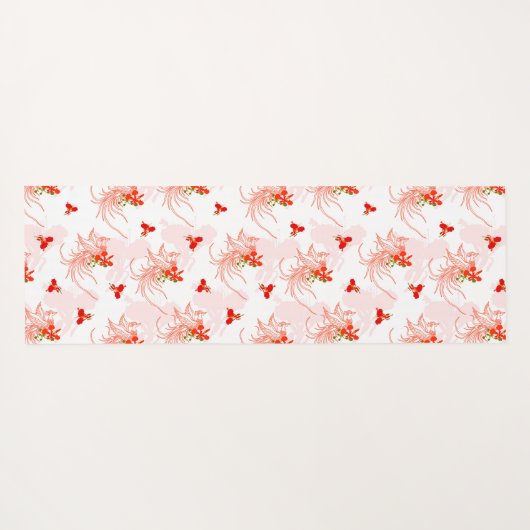 鳳凰の鳥と鳳凰の花の継ぎ目のないパターン ヨガマット (裏面(横))