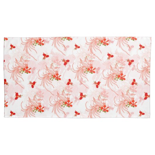 鳳凰の鳥と鳳凰の花の継ぎ目のないパターン 枕カバー (正面左)