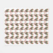 鳳凰の鳥を赤と緑の色合いで日本のスタイル フリースブランケット (正面(横))