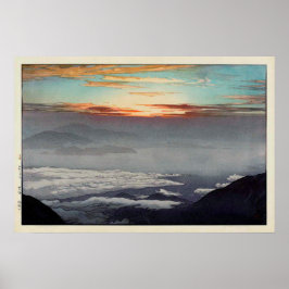 鳳凰山,山宝生，吉田博，ウッドカット ポスター