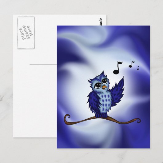 鳴きフクロウ ポストカード (正面/裏面)