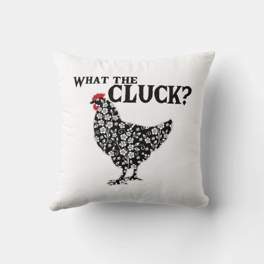 鳴き声の花の白黒の赤の鶏何 クッション (裏面)