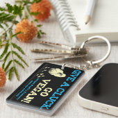 鳴き声を与えて下さい。 ビーガンは行きます! キーホルダー (正面右)