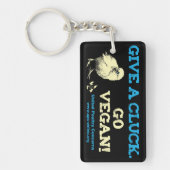 鳴き声を与えて下さい。 ビーガンは行きます! キーホルダー (正面)