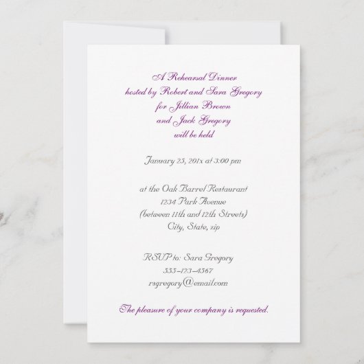 鳴き鳥のぼろぼろのシックなリハーサルの夕食 招待状 (裏面)