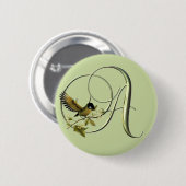 鳴き鳥のイニシャルA 缶バッジ (正面&裏面)