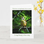 鳴き鳥の挨拶状 カード (黄色い花)