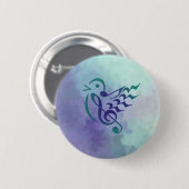 鳴き鳥の飛行中に多彩なボタン 缶バッジ (正面&裏面)