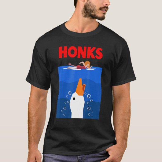 鳴くガチョウ・アヒル・ニワトリの面白いミーム Tシャツ (正面)