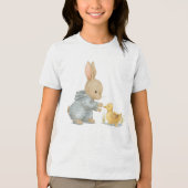 鴨の可愛いウサギ トライブレンドＴシャツ (正面)