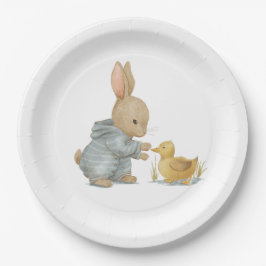 鴨の可愛いウサギ ペーパープレート