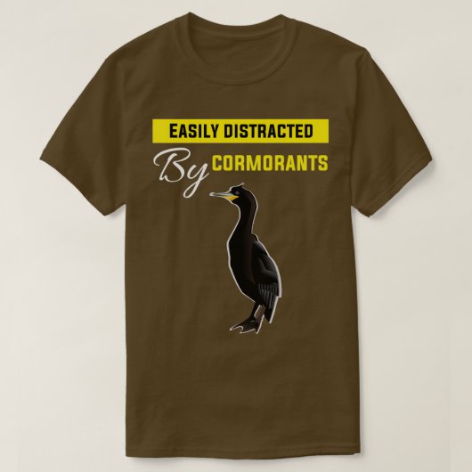 鵜に気を取られおもしろいる Tシャツ (デザイン正面)