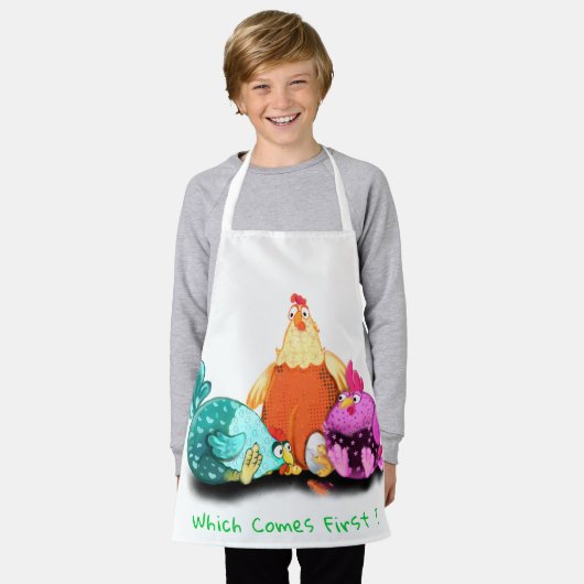 鶏おもしろいの卵ハッチを待つ – カスタム文字 エプロン (着用した状態)