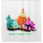 鶏おもしろいの卵ハッチを待つ – カスタム文字 シャワーカーテン (正面)
