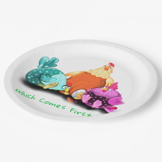 鶏おもしろいの卵ハッチを待つ – カスタム文字 ペーパープレート (アングル)