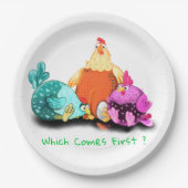鶏おもしろいの卵ハッチを待つ – カスタム文字 ペーパープレート (正面)