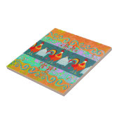 鶏おもしろいの鶏のファンキー鶏の飼育動物の贈り物 タイル (側面)