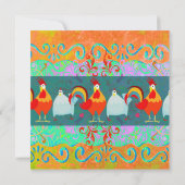 鶏おもしろいの鶏のファンキー鶏の飼育動物の贈り物 招待状 (裏面)